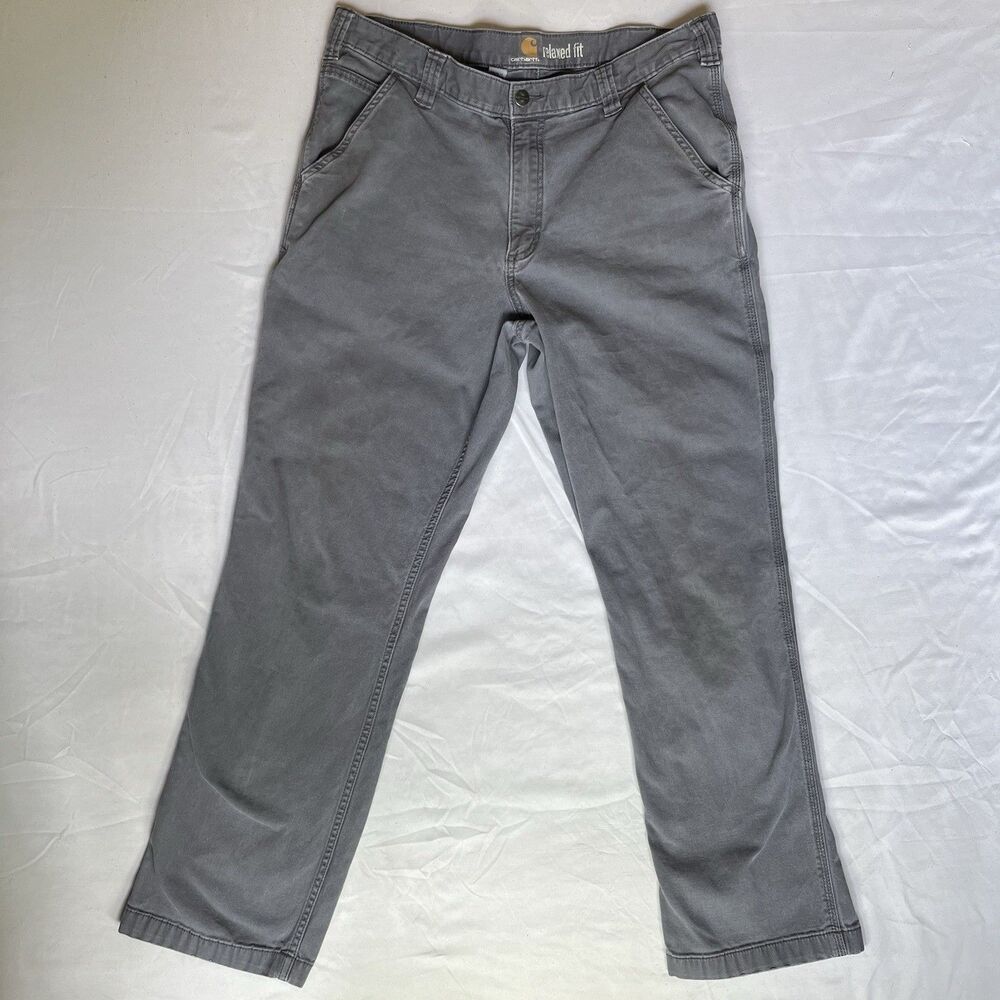 Carhartt Rugged Flex Pants Men 36x32 (36x30) Gray Relaxed Fit Canvas Work 102291